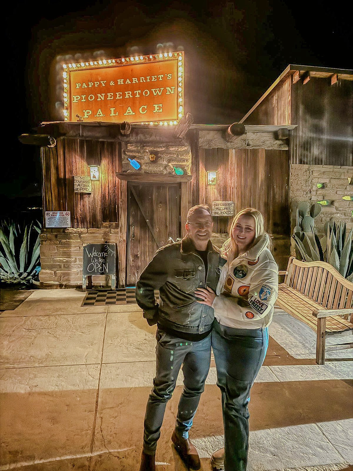 Dany and Eric out the front of Pappy & Harriet's in Pioneer Town just outside Joshua Tree