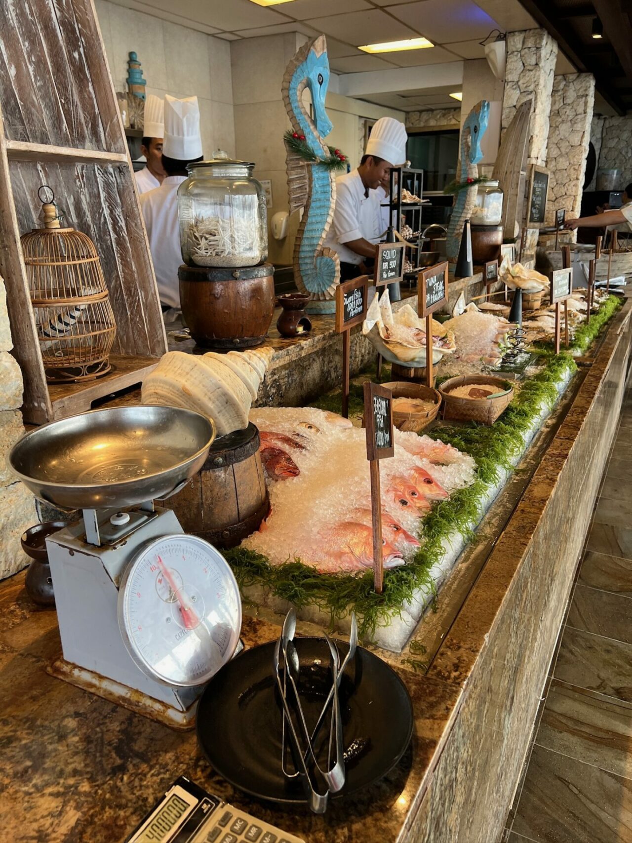 fresh caught seafood at kisik restaurant ayana resort bali